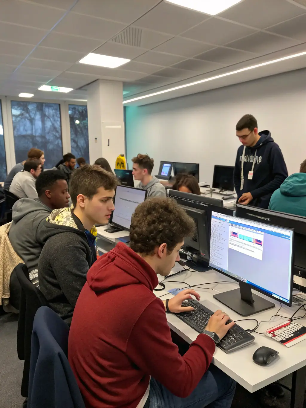 A photo of a sound and lighting training session conducted by VOGUENT LES MOUETTES IN OLERON, demonstrating the transmission of technical skills to young adults.